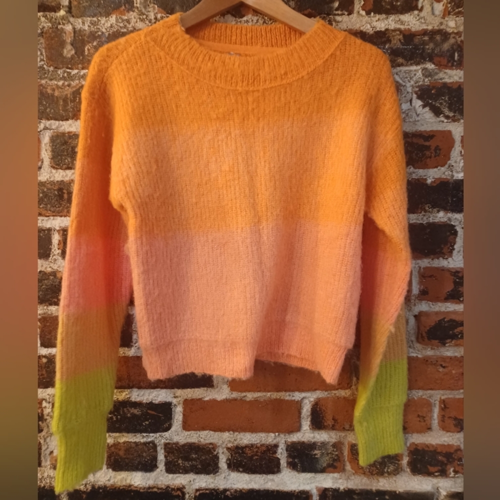 Free People Sherbet Colored Ombre Sweater XS